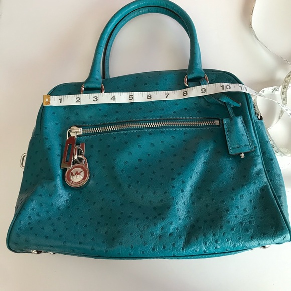 Michael Kors Joan Leather Turquoise Satchel - Picture 4 of 11